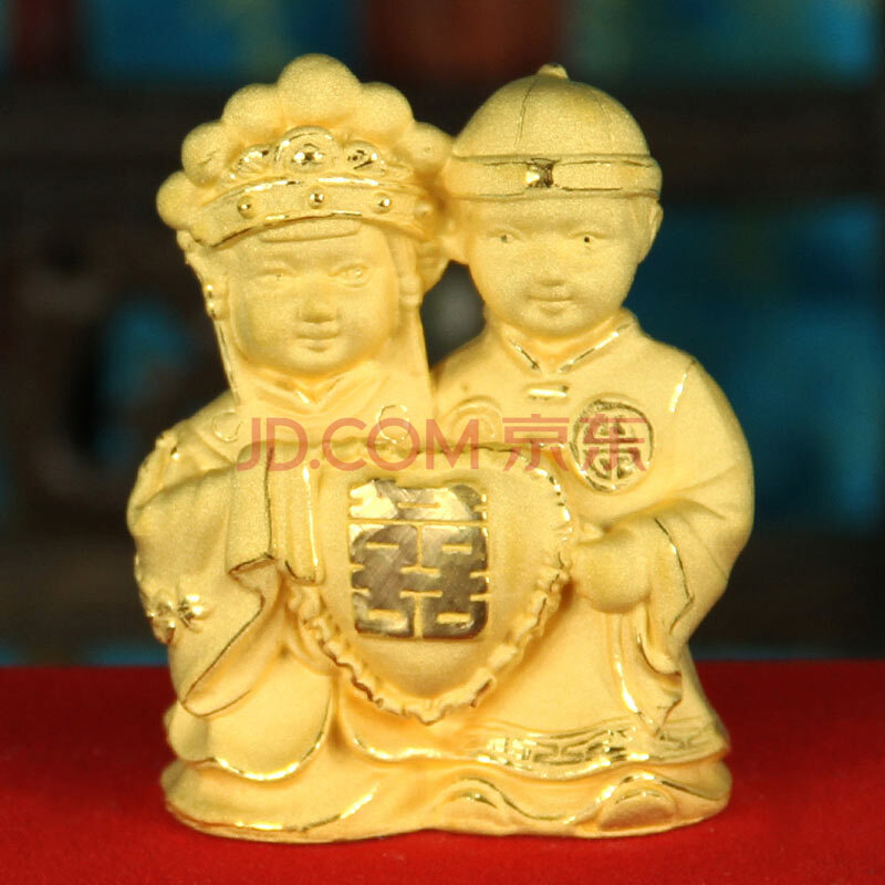 海纳金 大号结婚礼物 婚庆礼品 绒沙金摆件 家居饰品 双喜结婚 送手写贺卡 结婚礼物送朋友