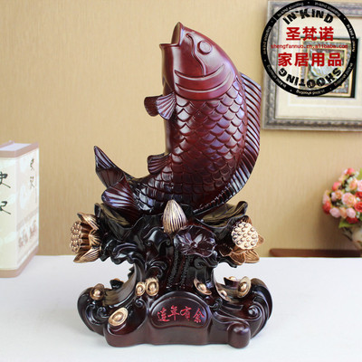【家居装饰工艺礼品 高贵精品仿木年年有鱼摆件 开业乔迁送礼SF3124】价格,厂家,图片,塑料、树脂工艺品,义乌圣梵诺家居用品-